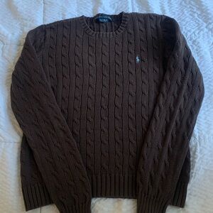 Ralph Lauren Dark Brown Cable Knit Sweater